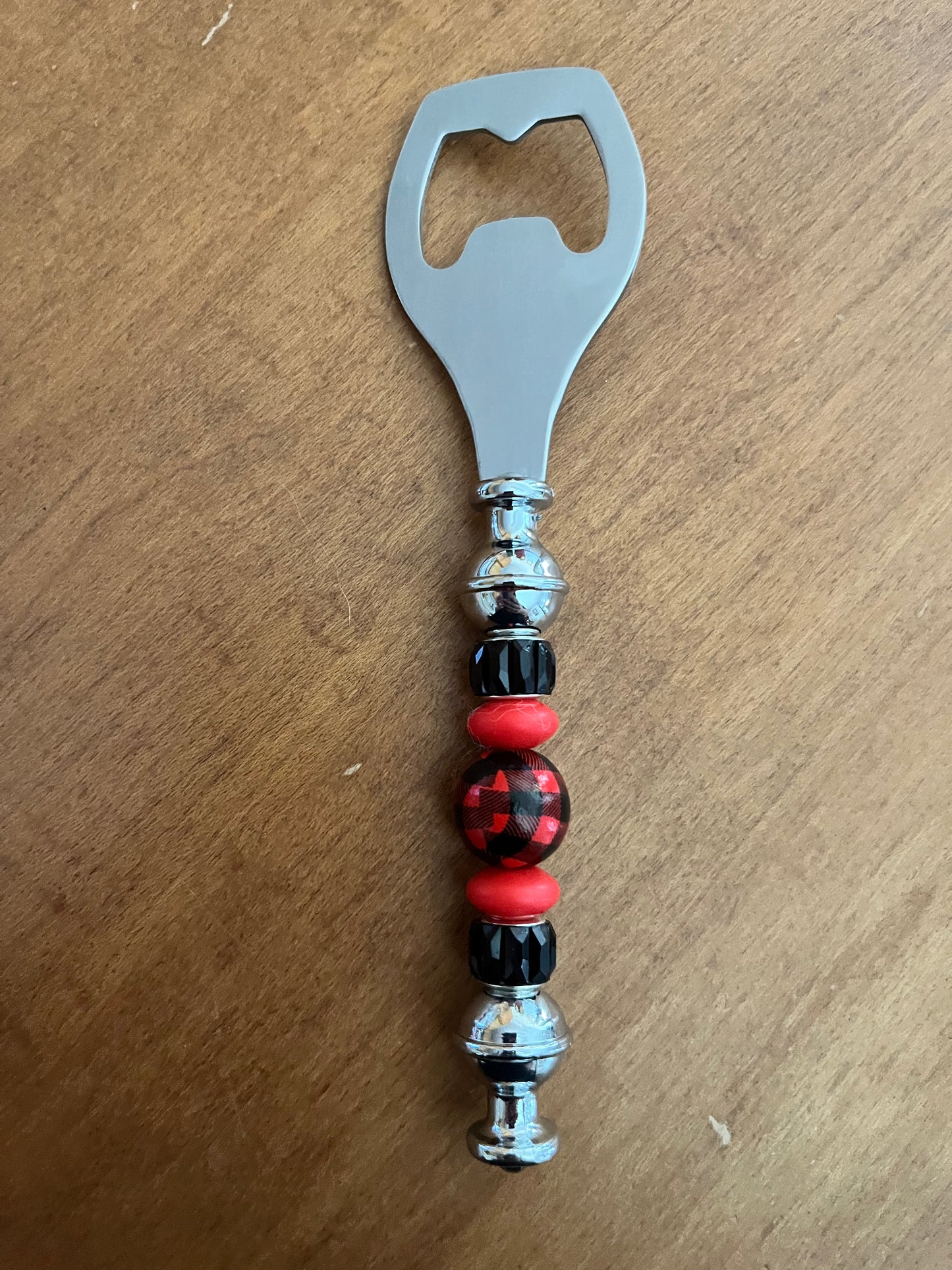 Bottle Opener - red and black checker