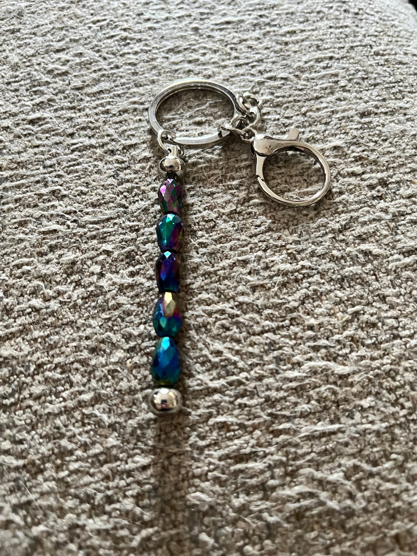 Keychain - Purple Oil spill bead