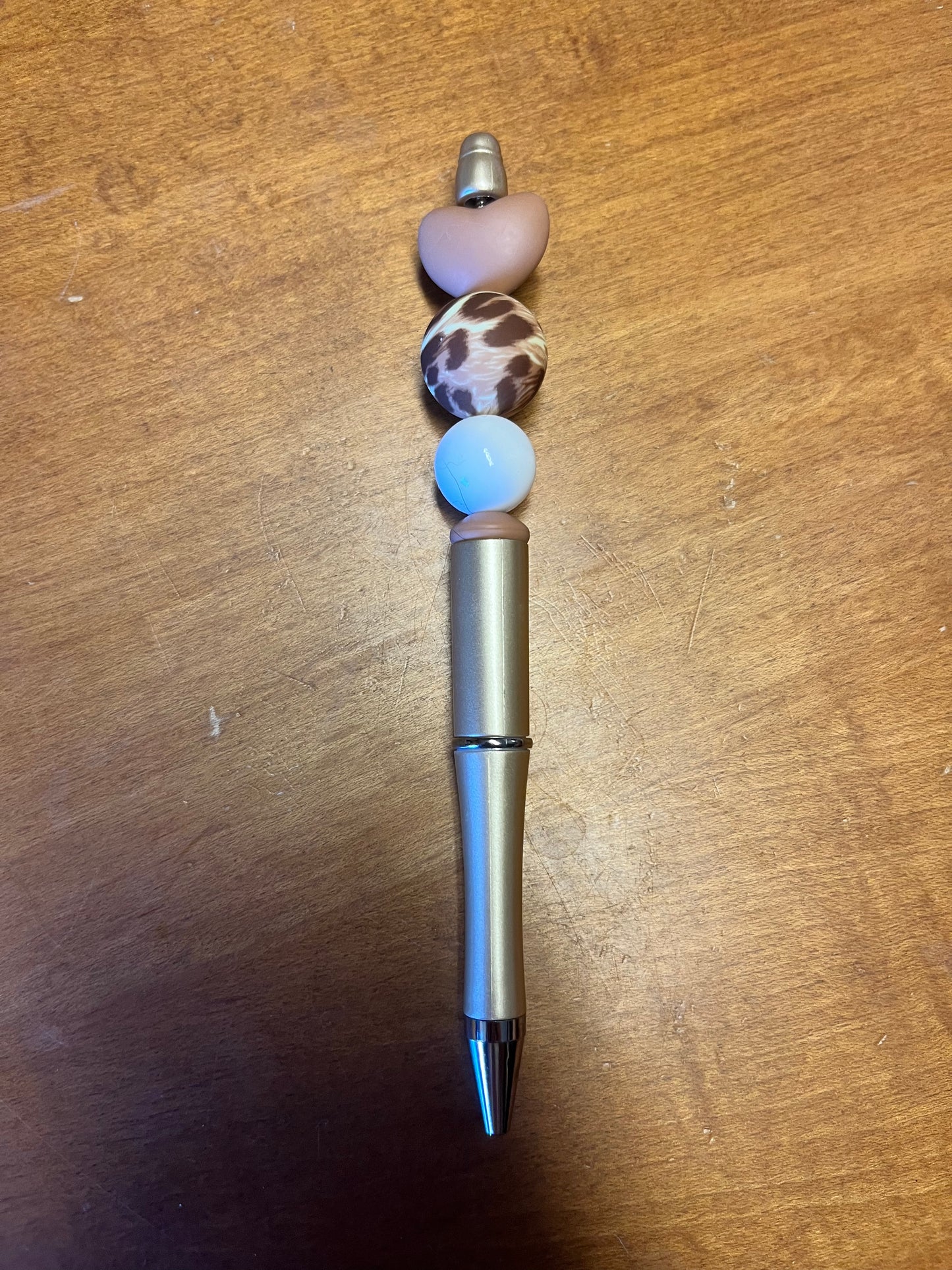 Pen - Gold with leopard focal bead