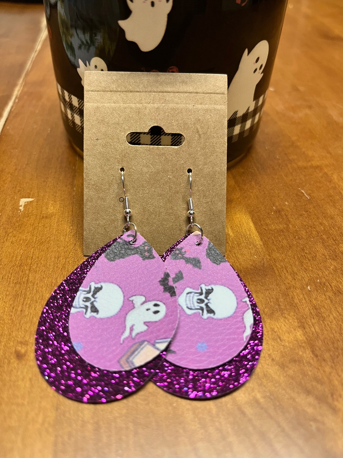 Purple Ghost and Skeleton earrings