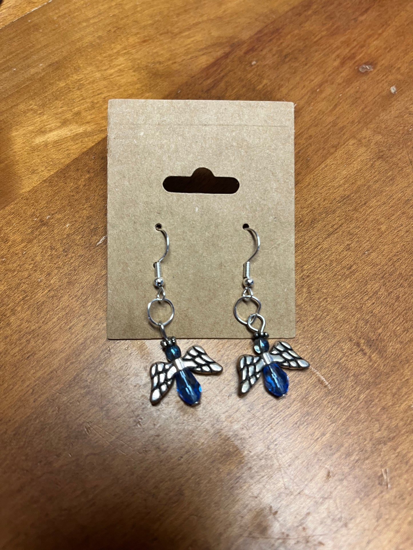 Earrings - Blue bead Angel