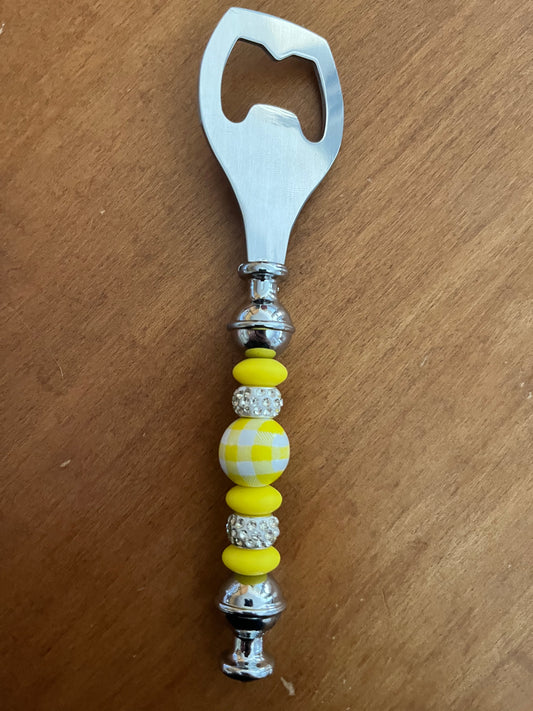 Bottle Opener - Yellow checkered