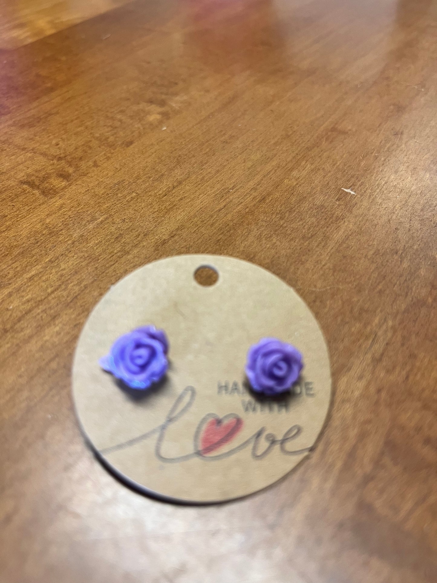 Purple rose shaped earring