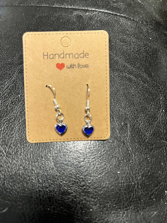 Earrings - Small dark blue heart