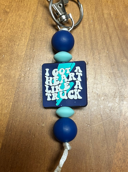 Keychain - "Heart Like A Truck" Blue