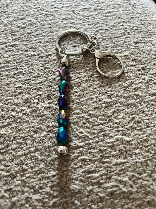 Keychain - Purple Oil spill bead