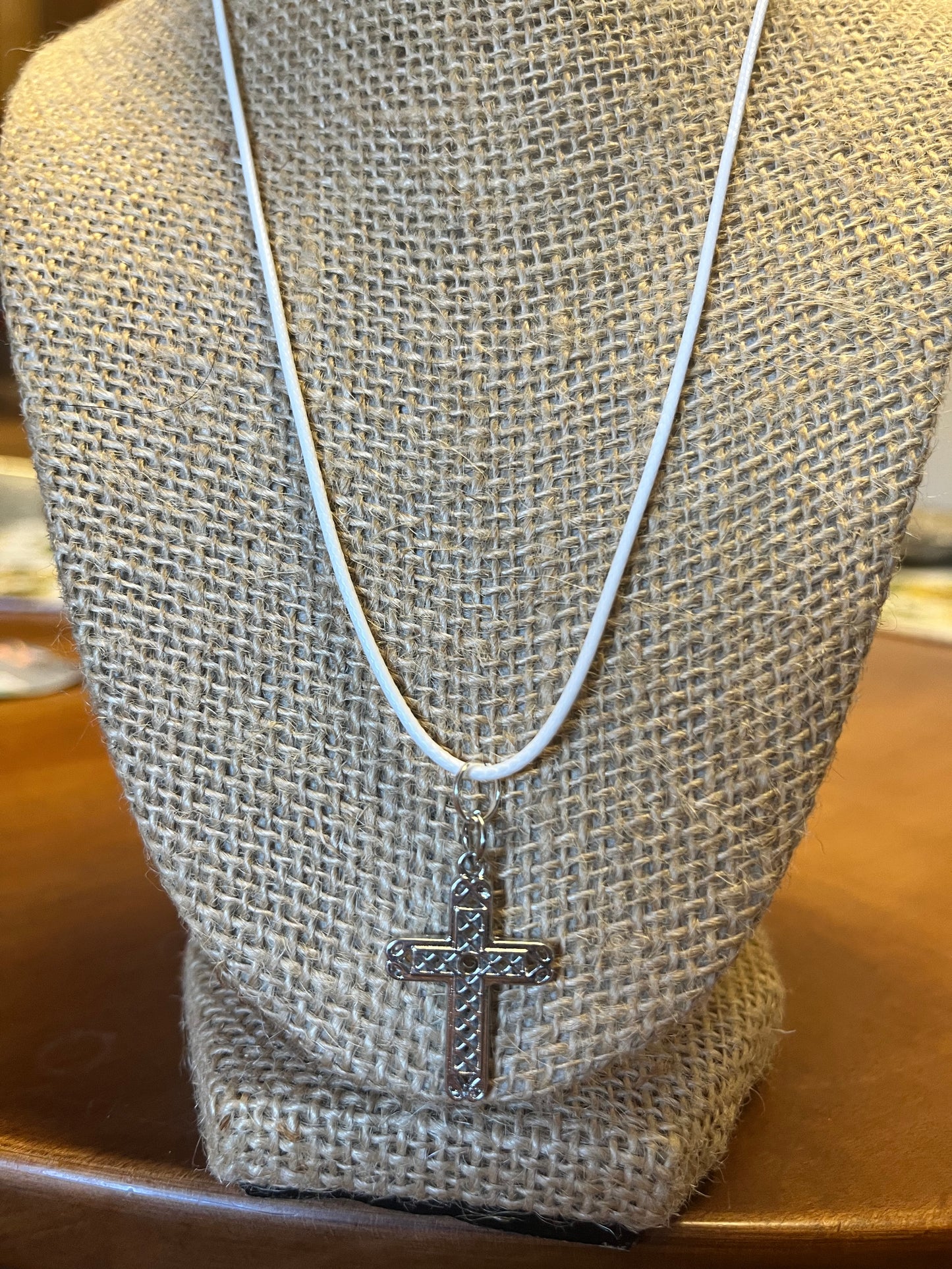 Necklace - Silver Cross with small openings