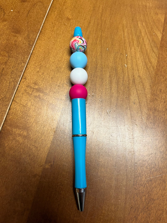 Pen - Blue with paisley pattern bead