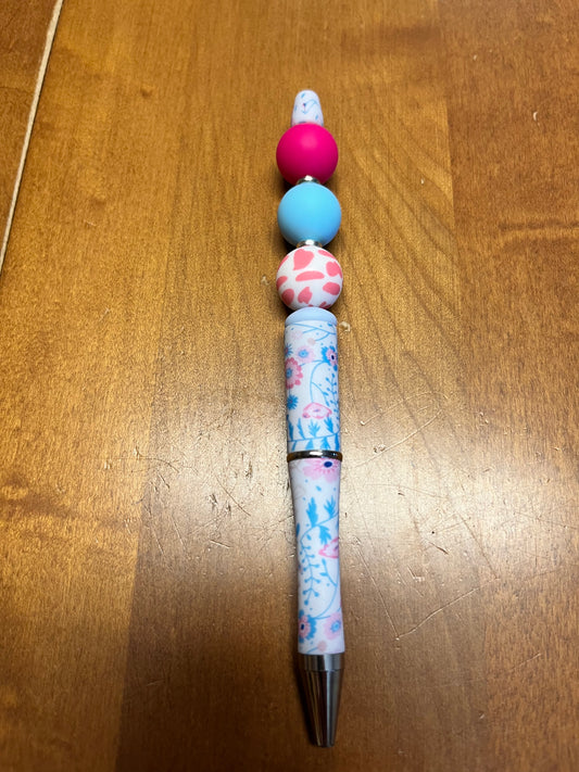 Pen - Pink and blue floral