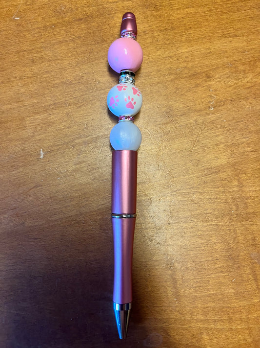 Pen - Pink with pawprint focal