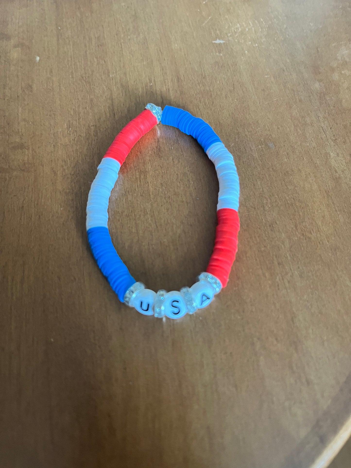 USA clay bead bracelet