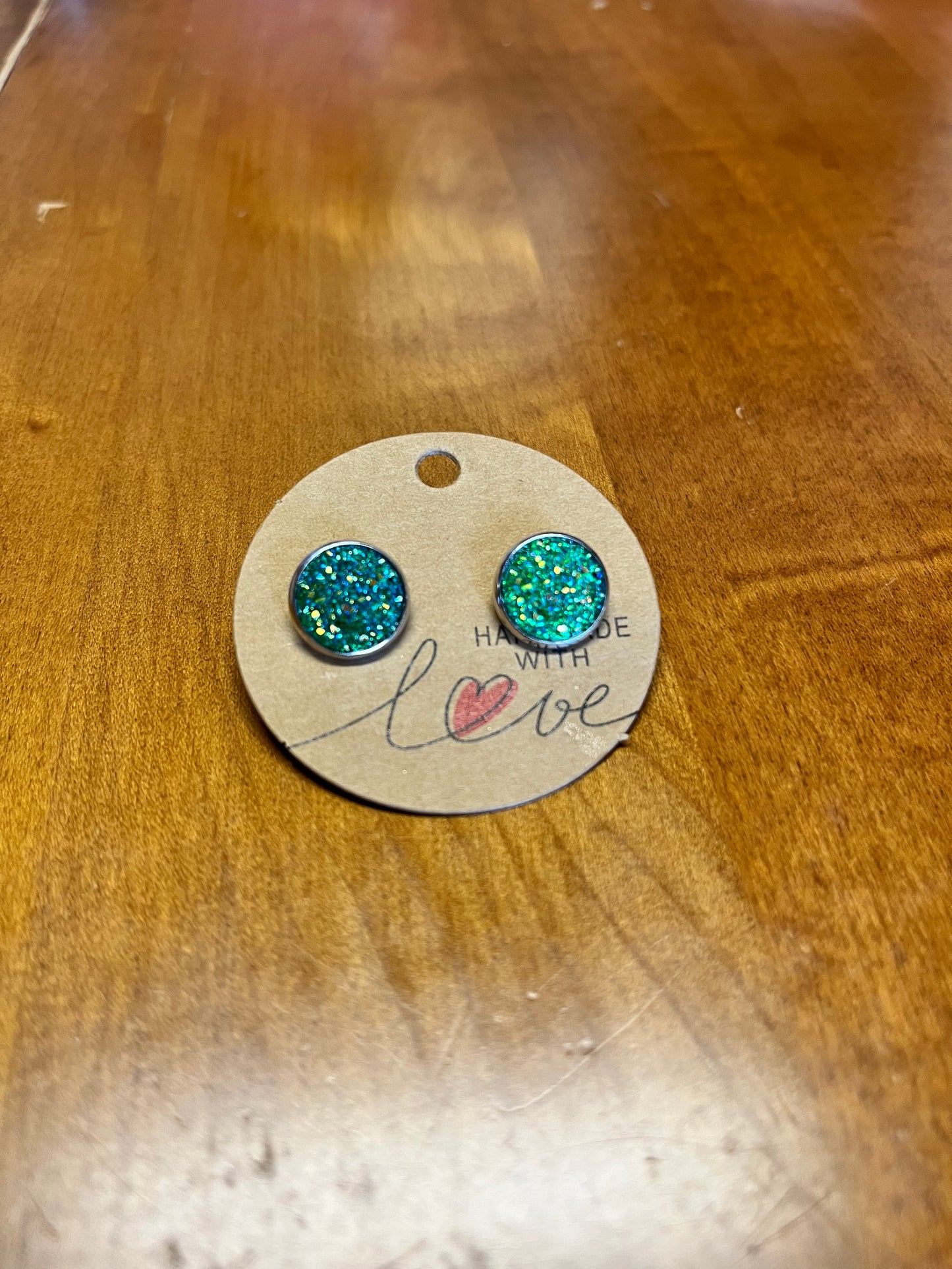 Green druzy Earrings