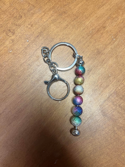 Keychain - multi color glitter bead