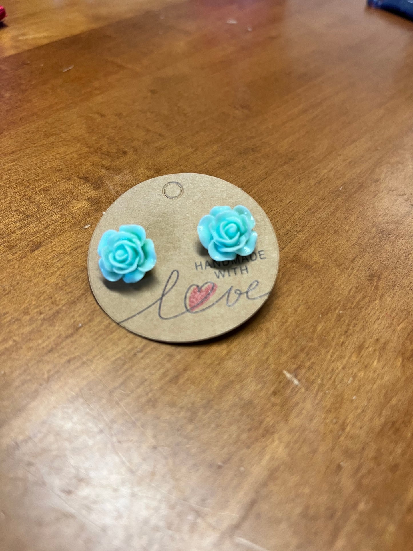 Light green Rose shaped Earring - Big