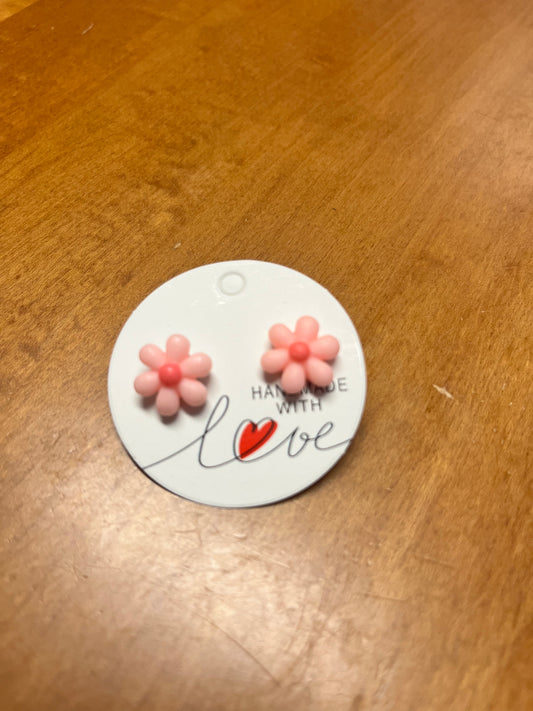 Light pink flower with dark pink center Earring